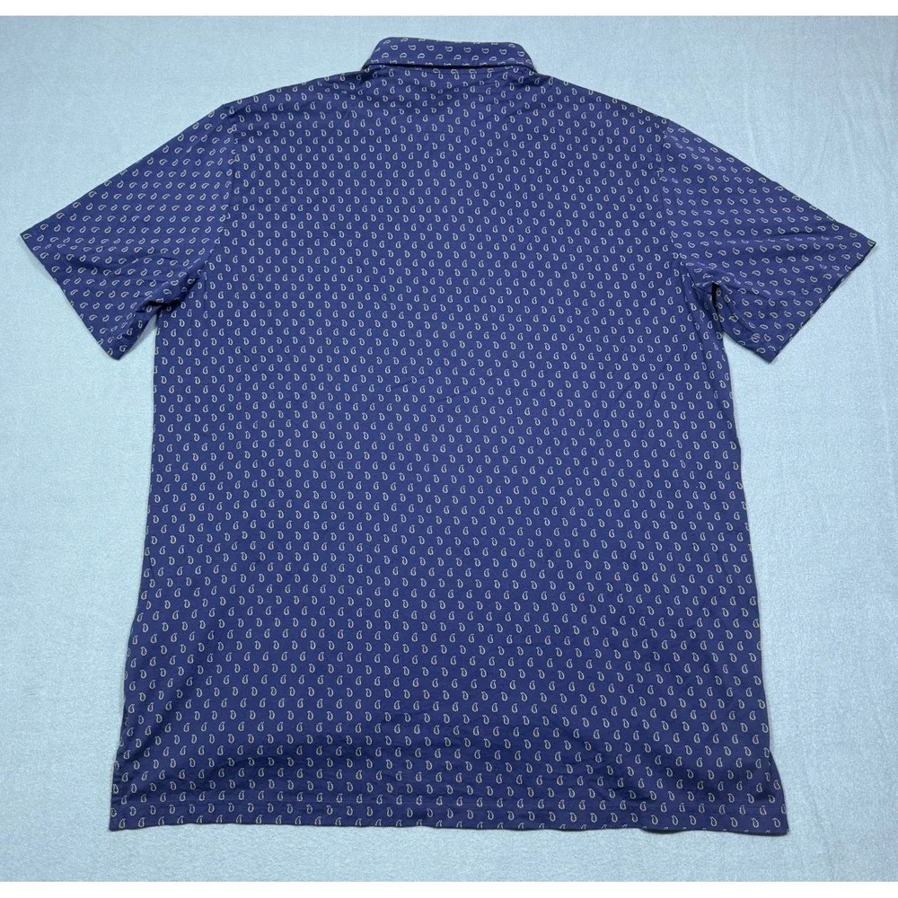 Ralph Lauren Polo Shirt Mens XXL Paisley AOP Polo Golf Performance Stretch Navy
